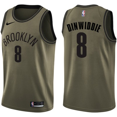 NikeBrooklyn Nets #8 Spencer Dinwiddie Green Salute to Service Youth NBA Swingman Jersey